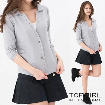 TOP GIRL-針織七分袖西裝外套S淺灰