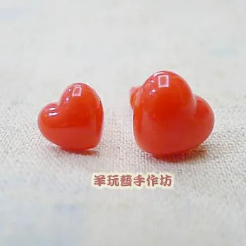 (紅色桃心鼻) 10/12MM心形鼻 2尺寸各3個