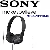 SONY MDR-ZX110AP 好音質 隨身便攜耳罩式I Phone 安卓 手機專用耳機 新力公司貨.保固一年 沉穩黑