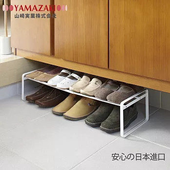日本【YAMAZAKI】Frame簡約風格鞋架-附滾輪(白)