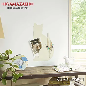 日本【YAMAZAKI】造型壁飾收納-貓B(白)