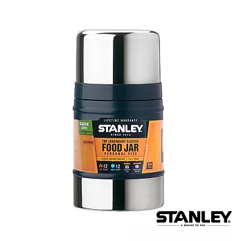 【美國Stanley】不鏽鋼保溫瓶／經典真空保溫食物杯 0.5L  錘紋藍