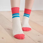 蒂巴蕾流行女棉襪-拼色條紋                              淊緋紅