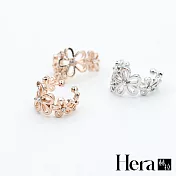 【Hera】赫拉 水鑽裸雕花朵無耳洞耳環/耳扣/耳骨夾-2色(二顆入)銀色