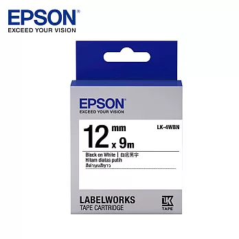EPSON愛普生 LK-4WBN C53S654401標籤帶(一般12mm )白黑