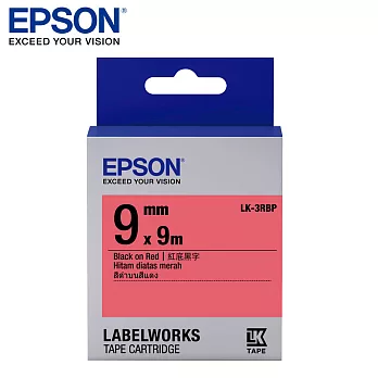EPSON 愛普生LK-3RBP C53S653403標籤帶(粉彩9mm )紅黑