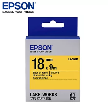 EPSON愛普生 LK-5YBP C53S655404標籤帶(粉彩18mm )黃黑