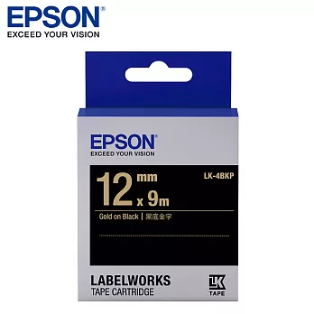 EPSON愛普生 LK-4BKP C53S654407標籤帶(粉彩12mm )黑金