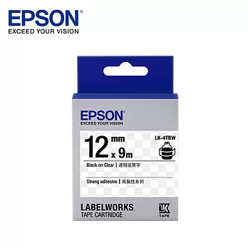 EPSON 愛普生LK-4TBW C53S654411標籤帶(高黏12mm )透明黑