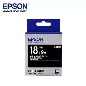 EPSON愛普生 LK-5BWV C53S655414標籤帶(黑底18mm )黑白
