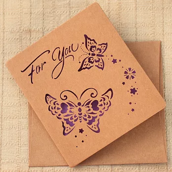 紙雕鏤空卡片‧紫色蝴蝶4入
