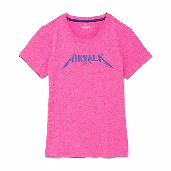AIRWALK-簡約素色吸溼排汗圓領 T桖S桃紅
