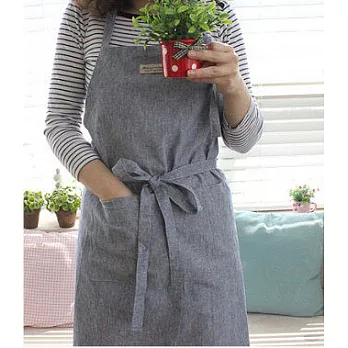 [Mamae] 出口韓國 牛仔棉時尚圍裙 簡約風格 成人廚房圍裙