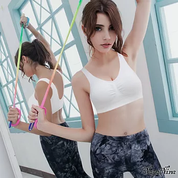 Naya Nina超彈力無縫U型美背運動無鋼圈內衣M(白色)M白色