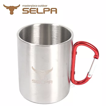 【韓國SELPA】雙層斷熱304不鏽鋼扣環馬克杯 紅色
