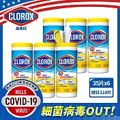 美國CLOROX 高樂氏居家殺菌濕紙巾 檸檬香35片x6入-有效期限至2023/08