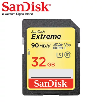 【SanDisk】Extreme SDHC/SDXC UHS-I U3 V30 32G 記憶卡(每秒讀90MB 寫40MB)