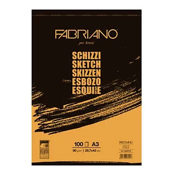 【Fabriano】Shizzi黃素描本,90G,A3,100張,29.7x42