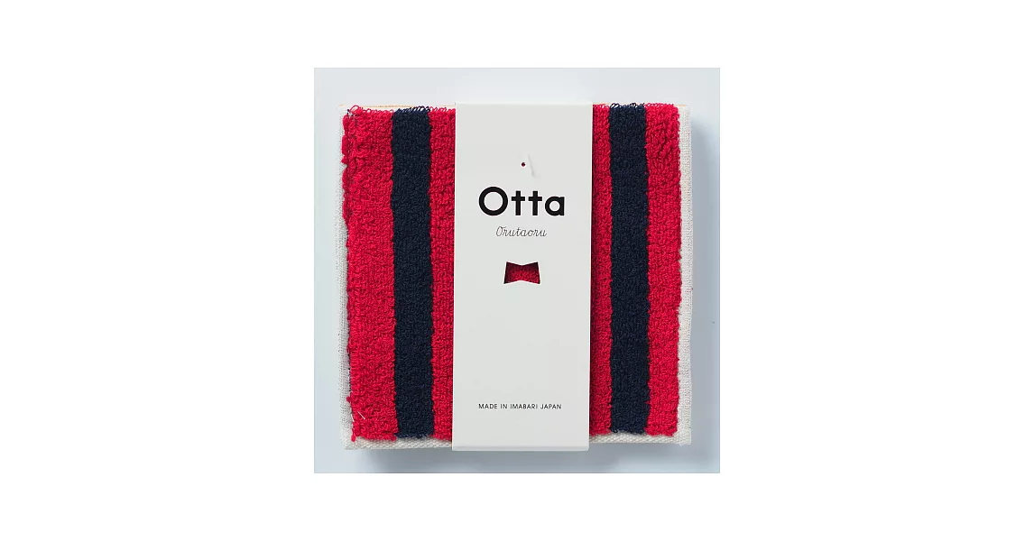 日本Otta【今治隨身手巾/方巾】橫紋_紅