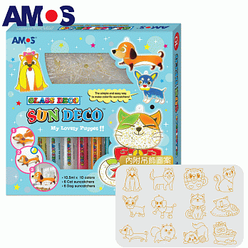 韓國AMOS 10色10.5ML小狗貓咪吊飾DIY玻璃彩繪膠[台灣總代理公司貨]