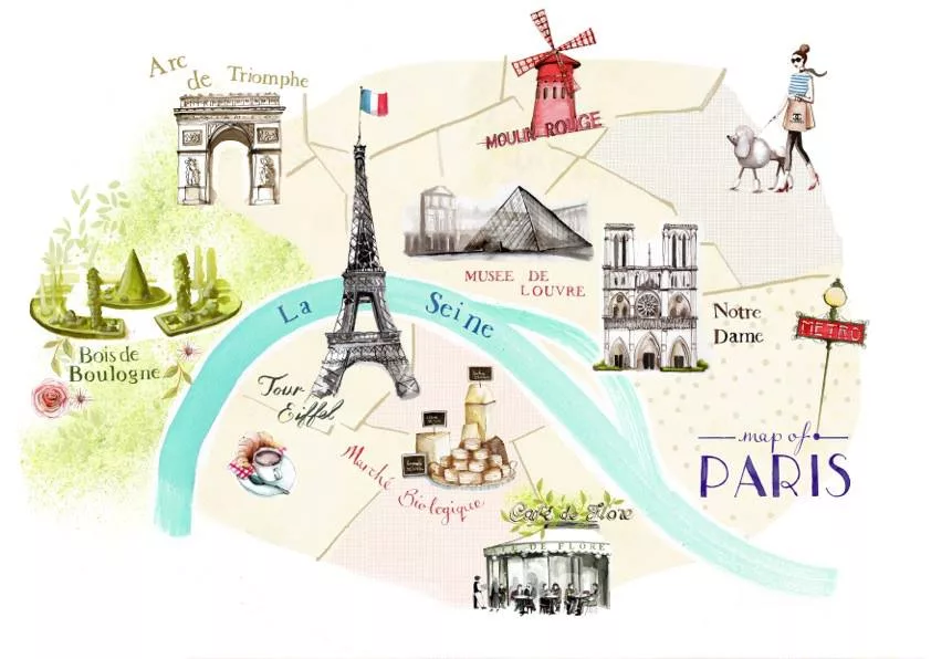 日本Pikka Pikka世界最細纖維毛孔潔淨布/長條加大款/城市系列_漫步巴黎 Map of PARIS
