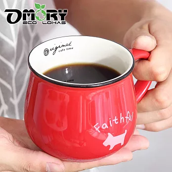 【OMORY】動物陶瓷咖啡牛奶馬克杯-紅色