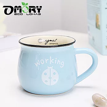 【OMORY】動物陶瓷咖啡牛奶馬克杯-藍色