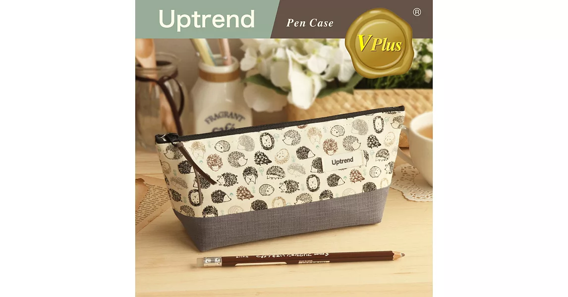 Uptrend/V-plus‧陽台上的小刺蝟 寬底筆袋