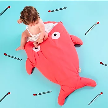 【西班牙鯊魚咬一口】(輕量版) BabyBites 西班牙手工製作 100% 純棉嬰兒/幼兒睡袋|防踢被|包巾 紅珊瑚