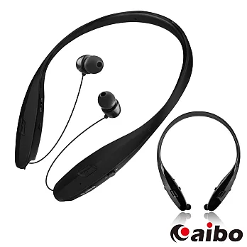 aibo BT810 自動伸縮線頸掛式 無線藍牙耳機麥克風黑色