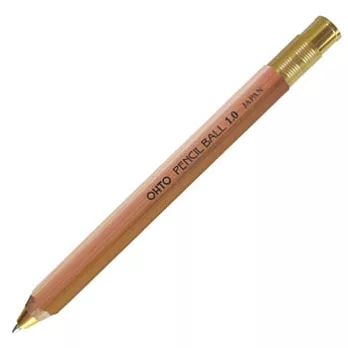 OHTO鉛筆造型按鍵式原子筆1.0原木色筆桿