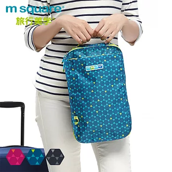 m square商旅系列Ⅱ便攜鞋靴包M藍色六角紋