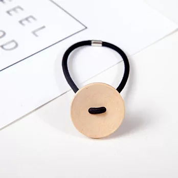 AmaZing 古樸木質大鈕扣造型髮圈 (2色任選)米白色