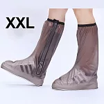 【EZlife】高筒隱藏式拉鍊全方位防雨鞋套-咖啡色XXL