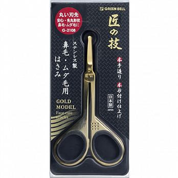 日本綠鐘GB鍛造不鏽鋼金色安全鼻毛 &美顏修容剪( G-2108)