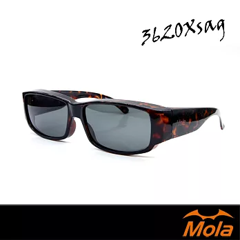 MOLA 摩拉外掛式偏光太陽眼鏡 套鏡 墨鏡 超輕 男女 近視可戴-3620Xsag玳瑁框/灰片