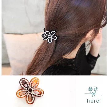 【Hera】赫拉 立體鏤空花朵水鑽髮夾/抓夾-2色(咖啡色)