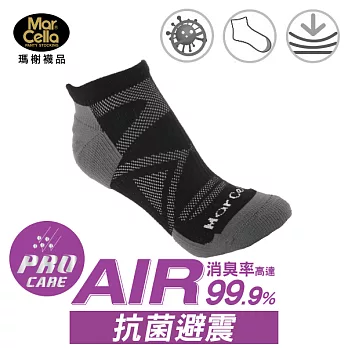 《瑪榭》AIR抗菌除臭氣墊襪/短襪(22~24cm)M黑灰