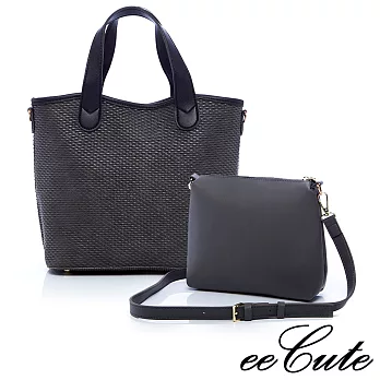 eeCute 編織感手提側背兩用托特包EEEG019-DG-氣質灰