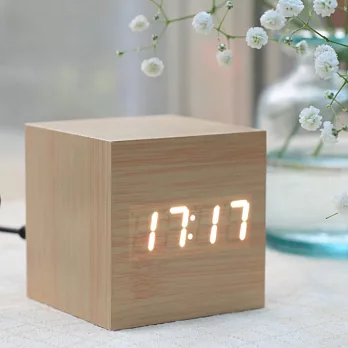 多功能木紋LED時鐘/鬧鐘/溫度計/日期‧竹木紋