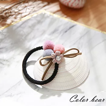 【卡樂熊】小清新三色毛球撞色髮束-暖色