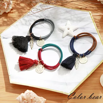 【卡樂熊】氣質流蘇葉片吊墜雙色2入組髮束-隨機不挑色