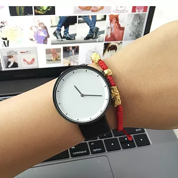 Kitch 奇趣設計 極簡設計 無數字錶面皮帶手錶 - 5款白錶面黑框黑錶帶