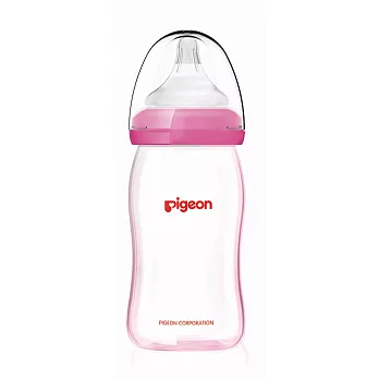 【Pigeon貝親】矽膠護層寬口母乳實感玻璃奶瓶160ml/粉(ss奶嘴)