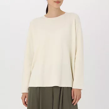 [MUJI無印良品]女有機棉混雙面織圓領針織衫XL柔白