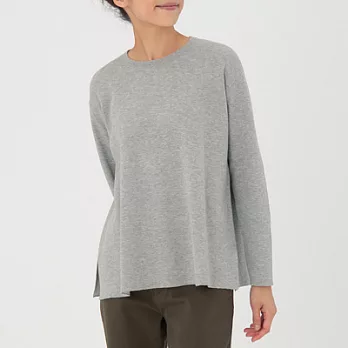 [MUJI無印良品]女有機棉混雙面織圓領針織衫XL灰銀