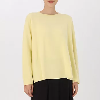 [MUJI無印良品]女有機棉混雙面織圓領針織衫XL淺黃