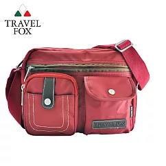 【TRAVEL FOX 旅狐】撞色雙層隨身斜背包 (TB605─04) 紅色