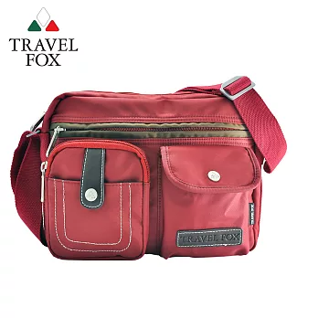 【TRAVEL FOX 旅狐】撞色雙層隨身斜背包 (TB605-04) 紅色