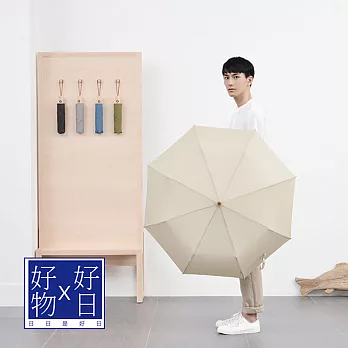 【好日好物】日本設計簡約三折自動開收晴雨傘(淺棕茶)